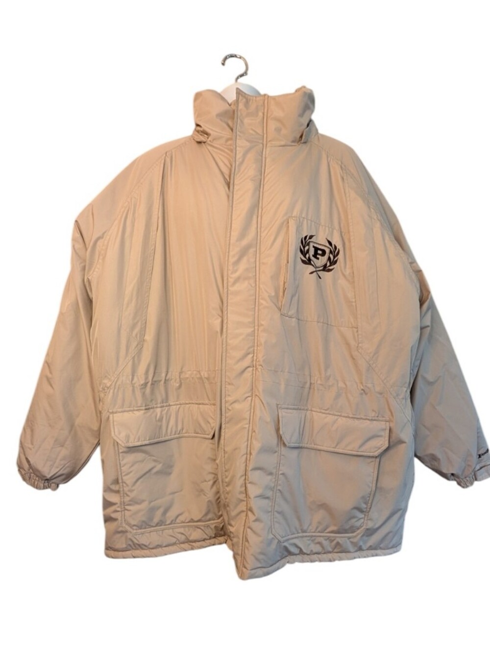 Phat Farm classics quilted jacket Parka embroidered "P" crest logo size 4X flaw